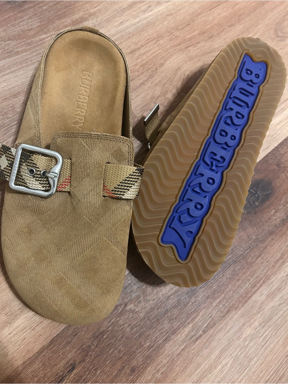Burberry Tan Suede Slip-On urchin Clogs - Picture 3 of 3